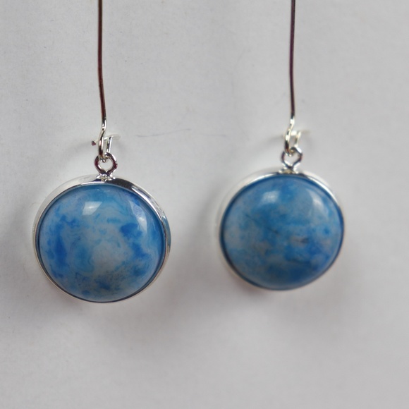Blue Ocean Jasper Natural Stone Earrings - Picture 7 of 8